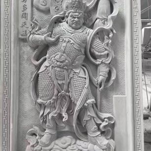 四川 芝麻灰花岗岩人物雕刻——多闻天王