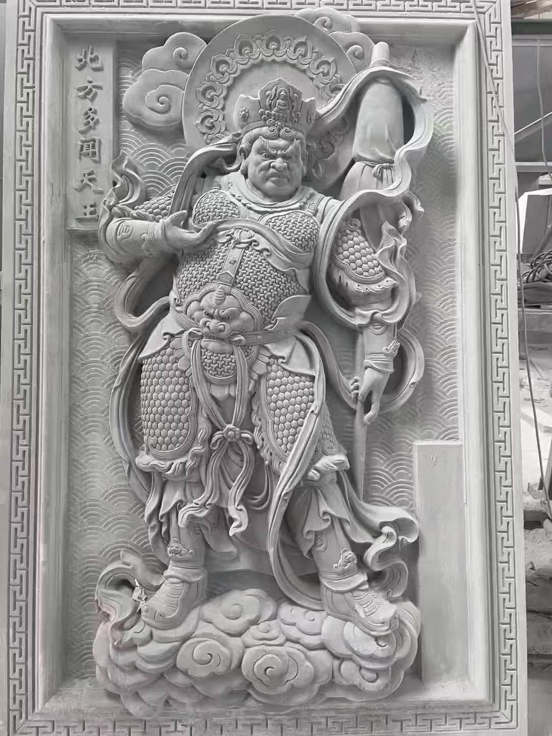 四川 芝麻灰花岗岩人物雕刻——多闻天王