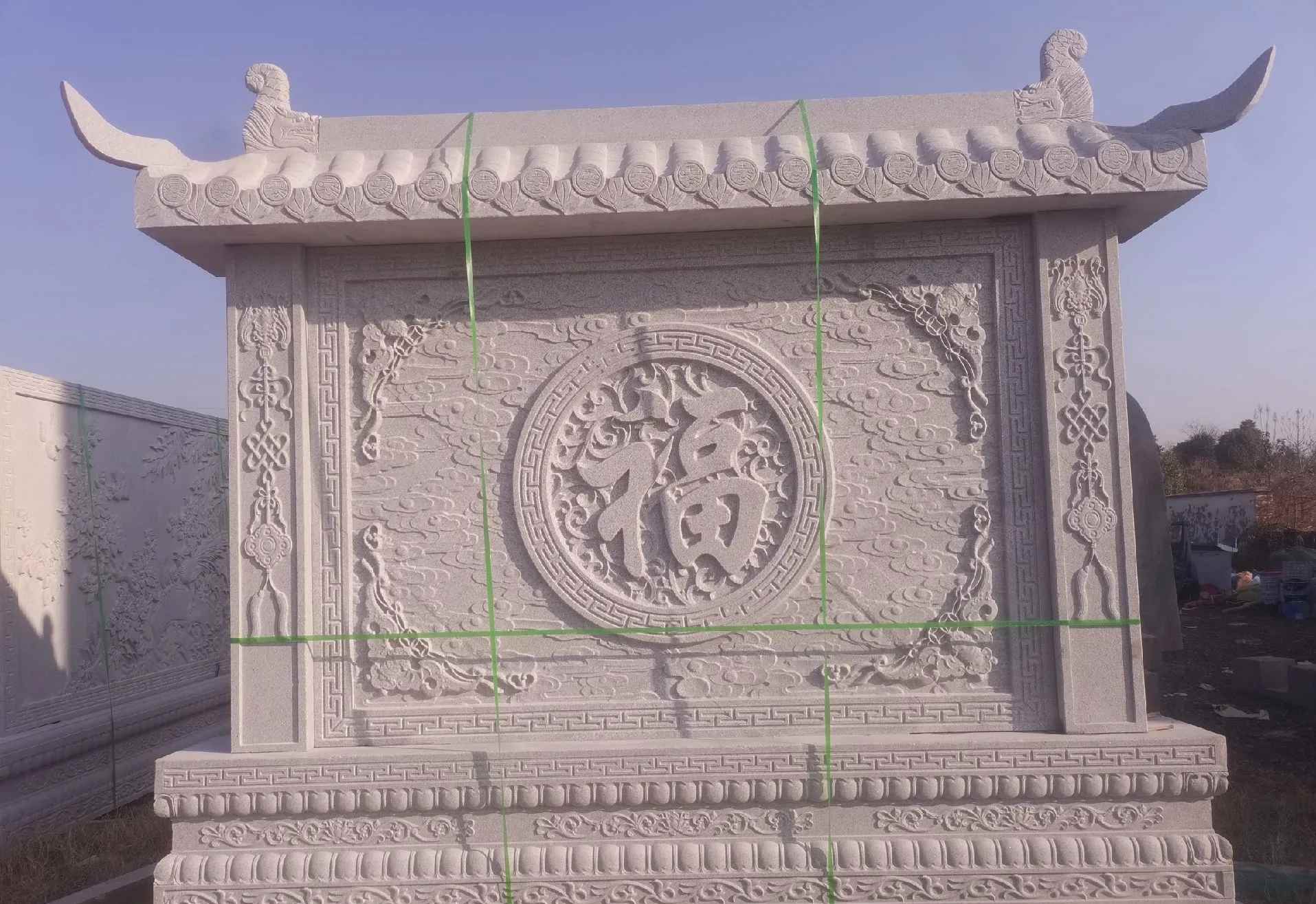 四川 芝麻白花岗岩屏风，照壁，影壁